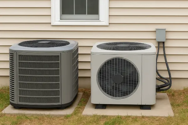 2 AC units outside the house on a concrete slabs next to each other from Air Conditioning Repair Houston in Baytown, TX - Baytown TX