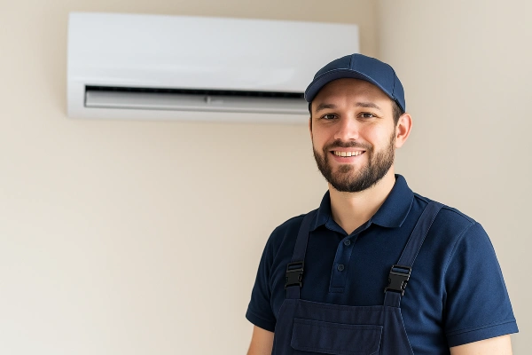 an air conditioning technician smiling at the camera from Air Conditioning Repair Houston in Conroe, TX - Conroe TX